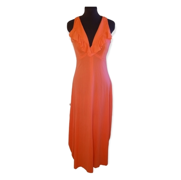 Host pick! Patricia Fair dress maxi low v-neck, sleeveless, coral, size p 13. - Picture 11 of 11